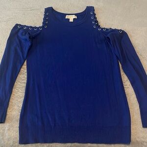 Michael Kors royal blue cold shoulder sweater